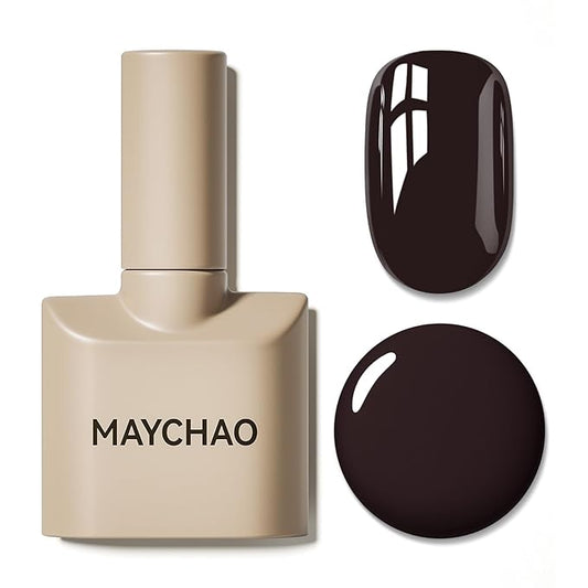 MAYCHAO 15ML Gel Nail Polish 1Pc Dark Brown Gel Polish Soak Off UV LED Nail Polish Nail Art Starter Manicure Salon DIY at Home, 0.5 OZ