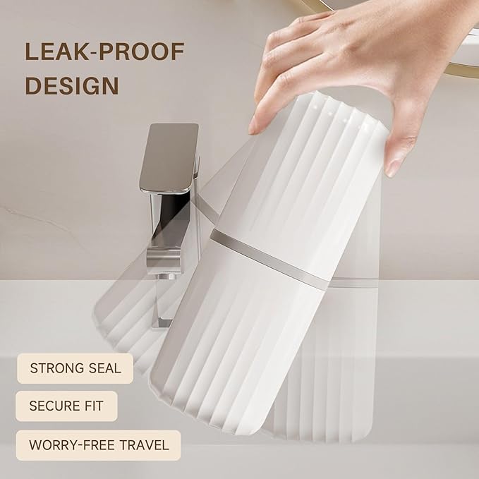 Toothbrush Travel Case, 2 in 1 Toothbrush Holder and Rinse Cup, Large Capacity Toothbrush Cup with Cover, Portable Travel Toothbrush Holder for Traveling, Camping, Trip - 1Pcs - White
