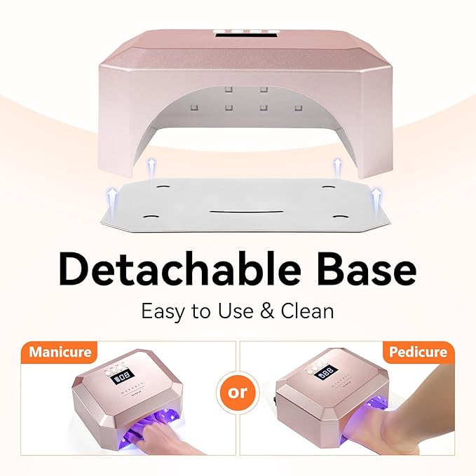 Makartt UV LED Nail Lamp for Gel Nails – Rechargeable Aurora 30W Nail Light with 39 LEDs, Large Space 2600mAh Battery 4 Timers & Auto Sensor Fast Curing Cordless Nail Lamp for Salon(Rose Pink)