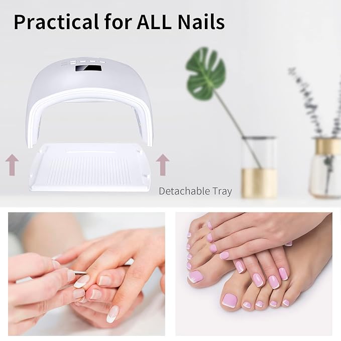 48W Rechargeable UV LED Nail Lamp,Cordless Professional Gel Nail Art Lights Manicure Tools for Home and Salon (White)