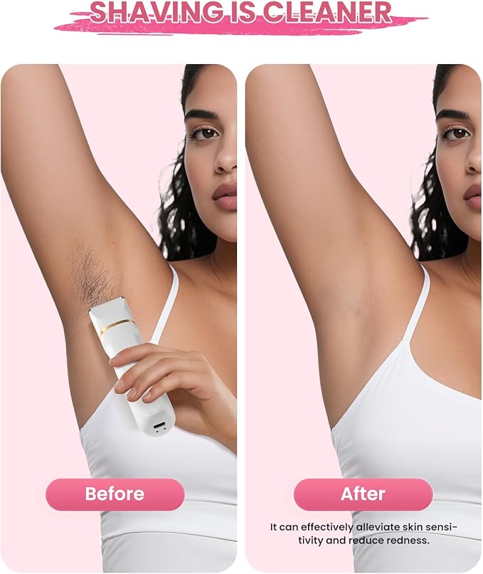 Bikini Trimmer for Women - 5 in 1 Electric Razors for Ladys Pubic Facial Nose Body Leg Hair Removal, Waterproof Electric Shaver for Women Private Area Sensitive Skin, Personal Hair Trimmer