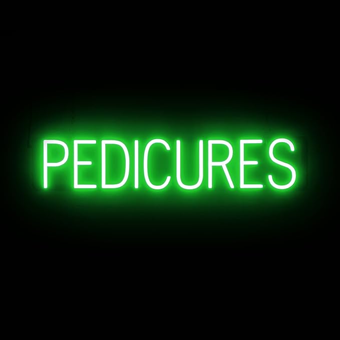 SpellBrite PEDICURES Sign | Nail Salon-Related Sign with Neon Look, Green LED Light Source | 31.7" x 6.3"
