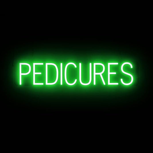 SpellBrite PEDICURES Sign | Nail Salon-Related Sign with Neon Look, Green LED Light Source | 31.7" x 6.3"