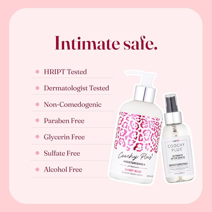 IntiMD Coochy Plus Intimate Shaving Complete Kit - Sweet Bliss & Organic After Shave Protection Soothing Moisturizer Mist - Antioxidant Formula Prevents Razor Burns, Itchiness & Ingrown Hair
