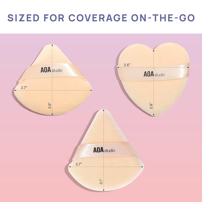 AOA Studio Velvet Puffs Makeup Puff Set of 6 Loose Powder Body Powder, Velour Makeup Blender Sponge Foundation Blending Sponges Set Beauty Makeup Tools(Black/Peach) (Small peach/Big peach/Heart peach)