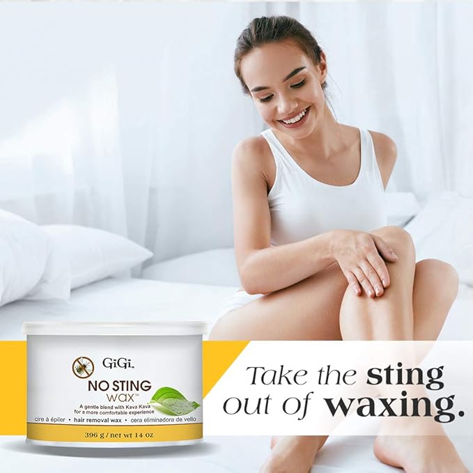 GiGi No Sting Soft Wax Hair Removal with Kava Kava - Gentle Formula for Sensitive Skin, Face & Body, Painless Waxing, 14 oz, 1 Pack