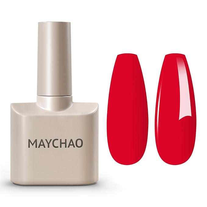 MAYCHAO 15ML Neon Red Gel Nail Polish 1Pc Bright Red Gel Polish Soak Off UV LED Nail Polish Nail Art Starter Manicure Salon DIY at Home, 0.5 OZ