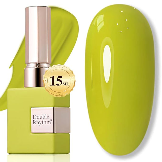 Double Rhythm 15ML Gel Nail Polish Pure Sheer Same Color Same Bottle Soak Off Gel Polish Art Manicure Salon DIY at Home for Women (Olive Green-A1307)