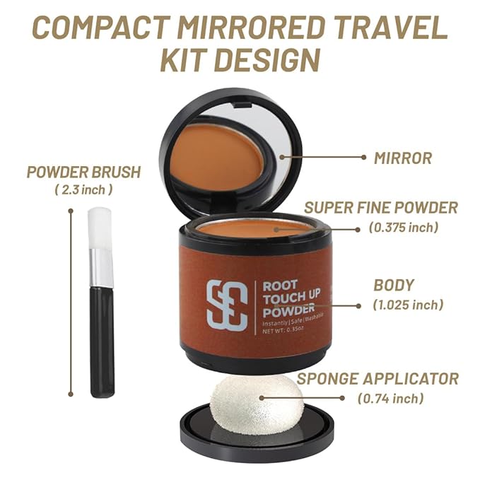 SOVONCARE Hairline Powder - Root Touch Up & Gray Hair Concealer for Men and Women, Instantly Covers Thinning Hair and Bald Spots, Natural-Looking Coverage Copper Red 0.35 oz