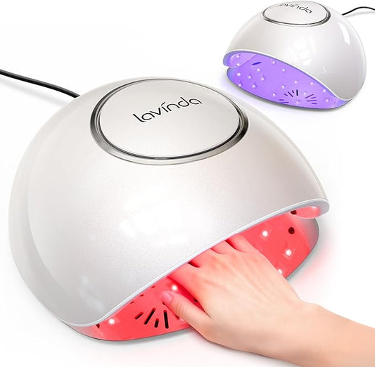 Lavinda 2-in-1 UV LED Nail Lamp with Red Light Skincare, 54W UV Light for Gel Polish Nails, Professional Fast Curing Nail Dryer with Auto Sensor & 4+2 Timer Settings, Nail Art Tools for Salon Home Use