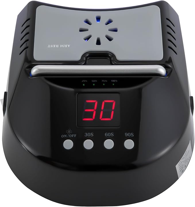 Professional 72W Nail Lamp with LCD Digital Timer, Fast 30s Cure LED Nail Dryer for Gel Polish, Portable UV/LED Light for Salon & Home Nail Art (Black)