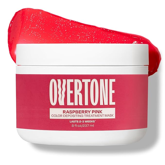 Overtone Semi Permanent Hair Color Conditioner, Raspberry Pink, 8 oz, Nourishing, Damage-Free, Color Depositing Mask for All Hair Types with Shea Butter & Coconut Oil, Vegan & Cruelty-Free