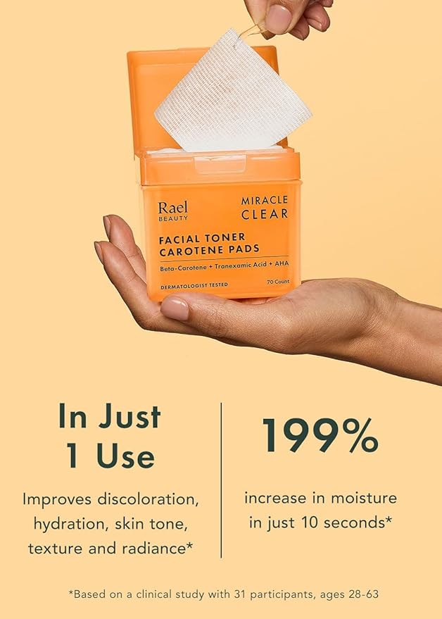 Rael Toner Pads, Cotton Pad for Face – Dual Textured, Exfoliating and Soothing with Carotene, Niacinamide, Hyaluronic Acid, Hydrating, Korean Skin Care (70 Count)