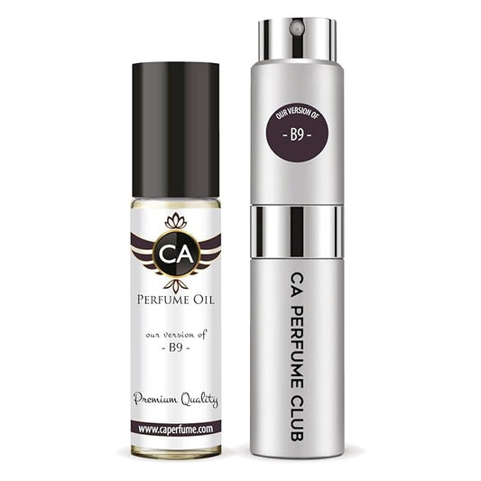 CA Perfume Duo Impression of B9 For Women And Men Perfume Layering Set Long Lasting Travel Size EDP + Body Oil Roll-On Bottle 0.27 Fl Oz+0.33 Fl Oz