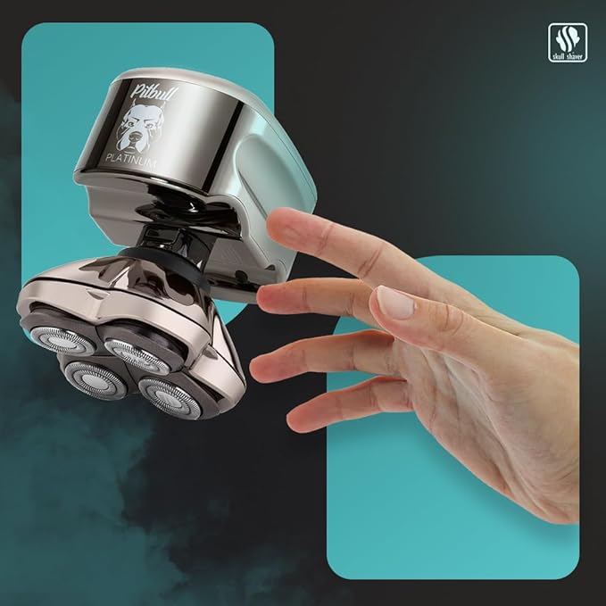 Skull Shaver Pitbull Platinum PRO Head & Face Shaver Kit - Cordless Electric Shaver - Wet & Dry Shaving Capabilities - Comes with Travel Case, USB Charging Cable & Rinse Stand