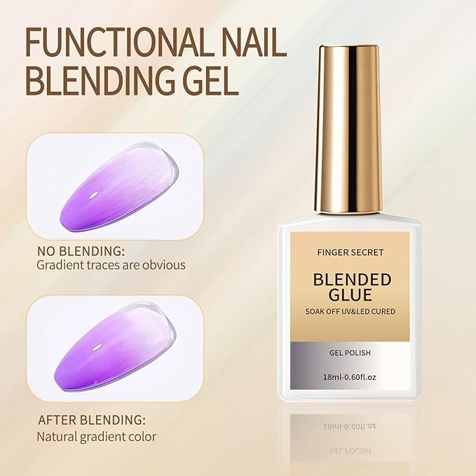 Blended Glue - Premium Gel Nail Polish Thinner for Seamless Blending Color Ombre Mixing Glitter Blend Sequin,18ml Gel Nail Polish for DIY Nail Designers & Manicure Salons