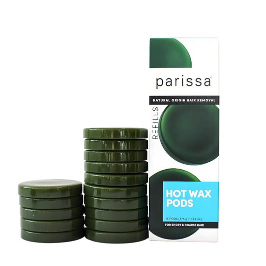 Parissa Hard Wax Refill Pods |15 Pods (13.2 Oz) | No-Strip Hot Wax with Natural Beeswax, Salon-Strength for Brazilian, Bikini & Facial Hair Removal | For Sensitive Skin, Chin, Upper Lip & Face