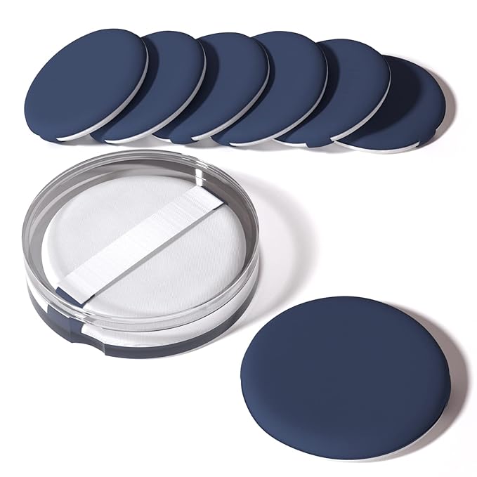 MOHOPE 8Pcs Air Cushion Makeup Sponges for Foundation with Portable Box | Latex-Free Blending Sponge for Liquid, Cream, Foundation and Powder | Round Powder Puff | Blue