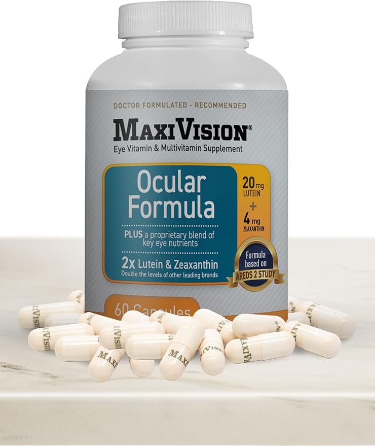 MaxiVision® Ocular Formula - AREDS2 - Eye Vitamins & Multivitamin - Lutein and Zeaxanthin - 1 Bottle (60 Capsules)