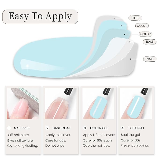 MAYCHAO 15ML Blue Gel Nail Polish 1Pc Sky Blue Gel Polish Soak Off UV LED Nail Polish Nail Art Starter Manicure Salon DIY at Home, 0.5 OZ