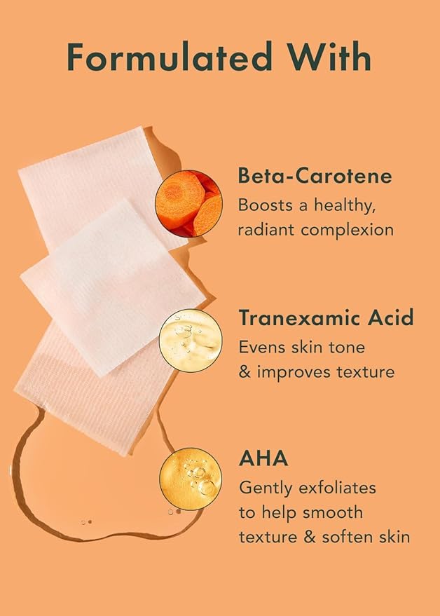 Rael Toner Pads, Cotton Pad for Face – Dual Textured, Exfoliating and Soothing with Carotene, Niacinamide, Hyaluronic Acid, Hydrating, Korean Skin Care (70 Count)