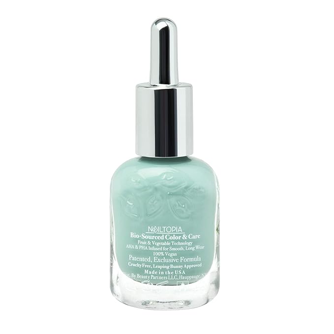 Nailtopia - Plant-Based Chip Free Nail Lacquer - Non Toxic, Bio-Sourced, Long-Lasting, Strengthening Polish - I Sea You (Seafoam Green) - 0.41oz