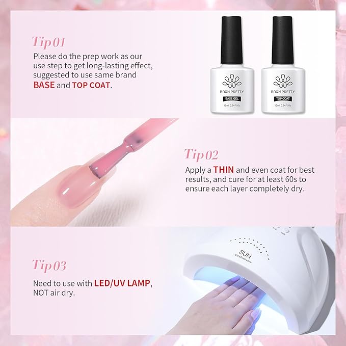 Born Pretty Jelly Pink Gel Nail Polish Milky Sheer Translucent Neutral Pink Gel Polish Hema-Free Soak Off Nail Art Gel 0.5 Fl Oz