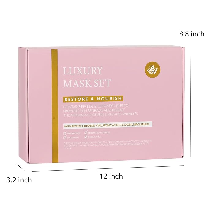 Rose Essential Oil Face Collagen Hydrogel Mask, Face Sheet Mask, 55 Pcs Skin Care Set, Spa Kit for Women, Clay Mask, Under Gel Mask, Gel Lip Mask, Christmas, Valentine's, Birthday, Baby Shower, Mom