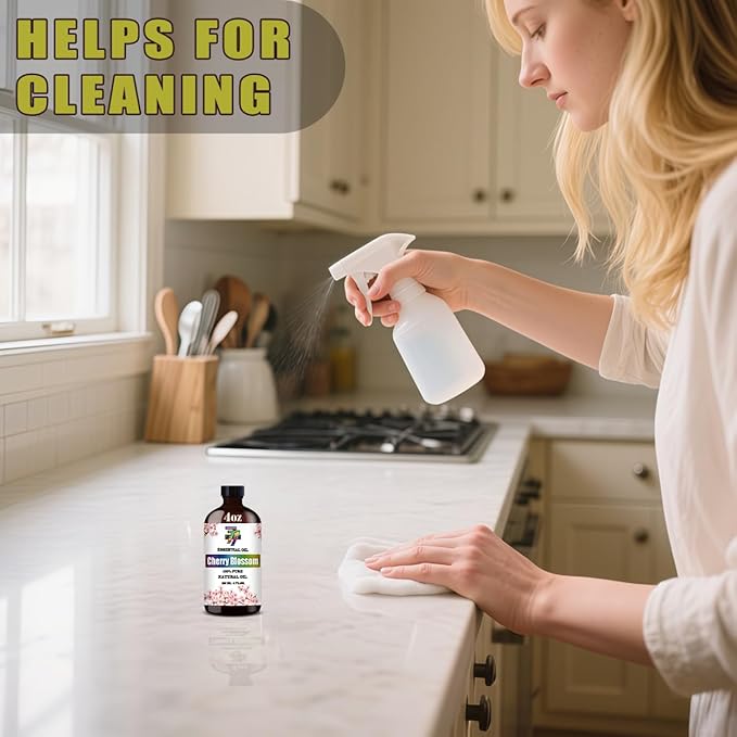 Cherry Blossom Essential Oil (4 oz/120 ml) — Cherry Blossom Oils for Aromatherapy, diffusers, humidifiers, Home fragrances, DIY Skincare, soap Making, DIY Candle, Relaxation, Yoga, and Meditation