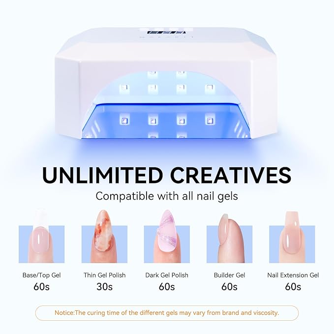 Makartt UV LED Nail Lamp: UV Light for Gel Nails Rechargeable Aurora 36W Gel Lamp with 4 Timers & Auto Sensor Professional Fast Curing Cordless Nail Light for Home Salon Manicure