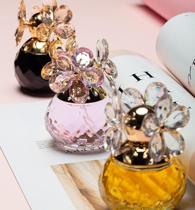 Annes Gift Happiness Floral Perfume, Crystal Flower Design, Fresh Fruity Fragrance, 2.04 FL OZ, Universal Scent