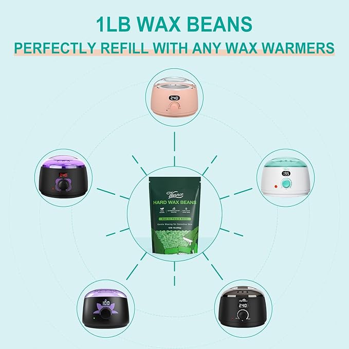Hard Wax Beads, 1lb Wax Beans For Coarse Hair Removal Sensitive Skin With Pure Aloe Vera, For Face Eyebrow Leg Bikini Brazilian Waxing, Perfect For Full Body & All Hair Types At Home