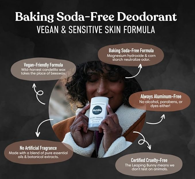 HUMBLE BRANDS Aluminum-Free Deodorant, Vegan and Cruelty- free, Formulated for Sensitive Skin, Simply Unscented, 2.5 Ounce (Pack of 1)