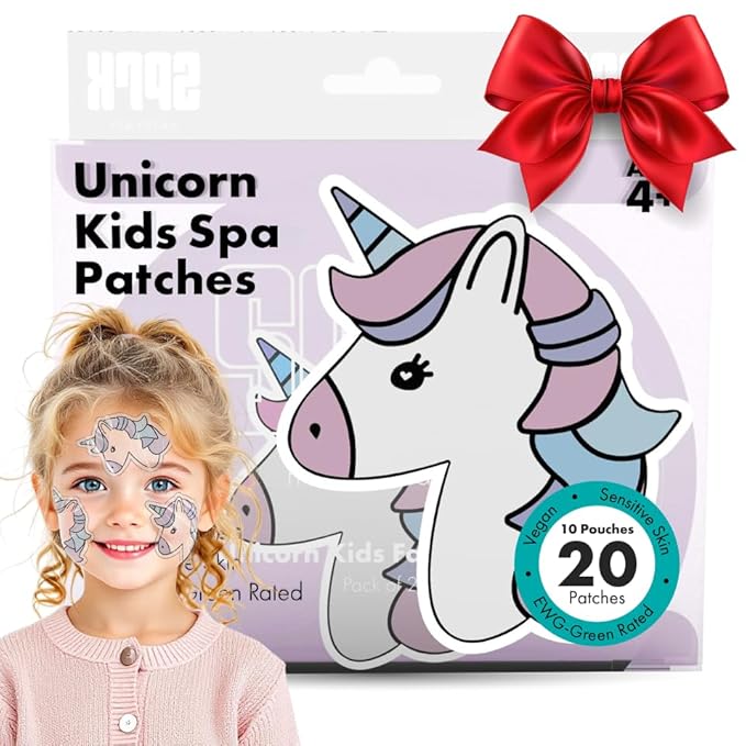 Unicorn Kids Face Masks Skincare Set (20pcs), Organic Vegan & Kid Safe Skin Care Ages 4+, Cute Animal Sheet Masks for Girls, Spa Day, Sleepover, Slumber Party Favors, Stuffs and Gifts for Little Girls