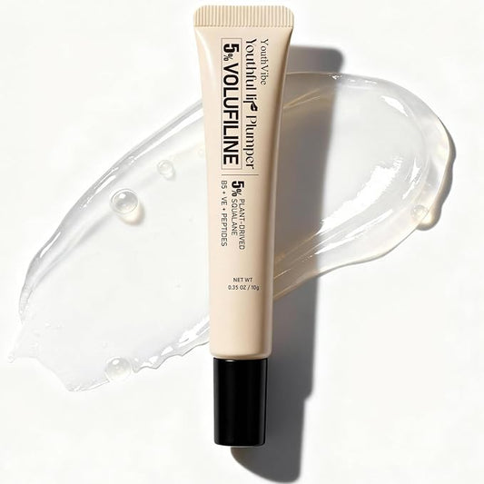 YouthVibe Hydrating Lip Primer & Plumper Gloss - 5% Volufiline™, Squalane, Shea Butter, Collagen, Peptide & PDRN - Moisturizing Lip Care for Smoother, Softer Lips