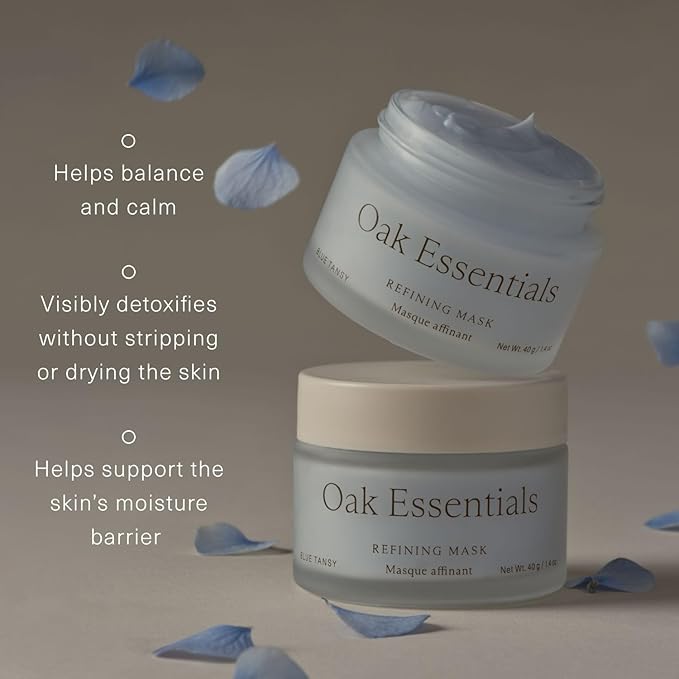 Oak Essentials Refining Mask | Whipped Face Mask with Blue Tansy to Help Visibly Reduce Pores, Balance Oil, and Refine Skin Texture, 1.4 Oz