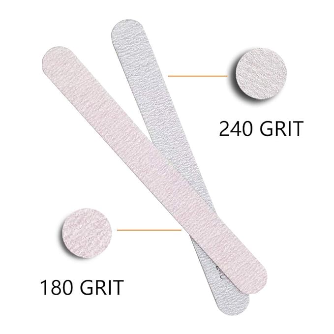40pcs Wooden Nail Files 180/240 Grit for Natural Nail, Bending Without Breaking