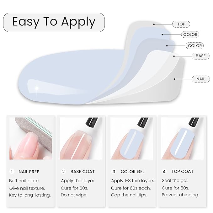 MAYCHAO 15ML Blue Gel Nail Polish 1Pc Baby Blue Gel Polish Soak Off UV LED Nail Polish Nail Art Starter Manicure Salon DIY at Home, 0.5 OZ