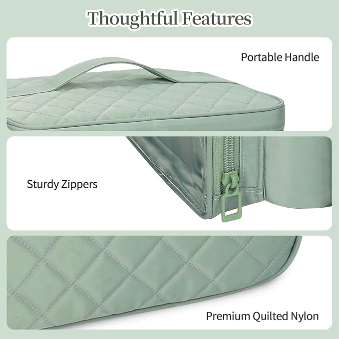 Nail Polish Organizer, Nail Polish Storage Holds 42+ Bottles & Nail Lamp, Portable Travel Nail Kit Storage Carrying Case Fits Nail Suppiles, Gift for Manicurist, Grils - Green