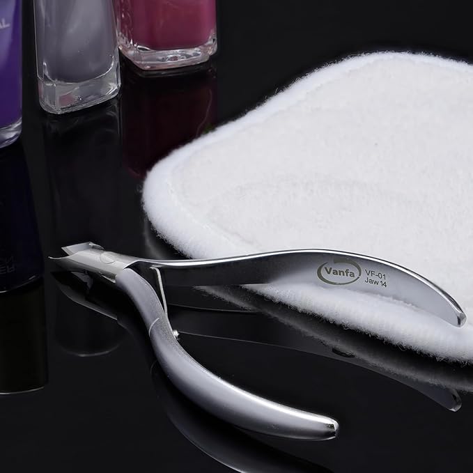 Vanfa Cuticle Nippers, Cuticle Trimmer, Professional Cuticle Cutter - Extremely Sharp - Stainless Steel - Square Head - Single Spring - VF05 Jaw #14 (Pack of 3)