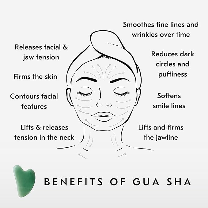 Mount Lai Jade Gua Sha Facial Tools, Jade Roller and Gua Sha Facial Tools Set, Guasha Tool for Face to Relieve Muscle Tension and Reduce Puffiness, Anti Aging Skin Care Sets for Women