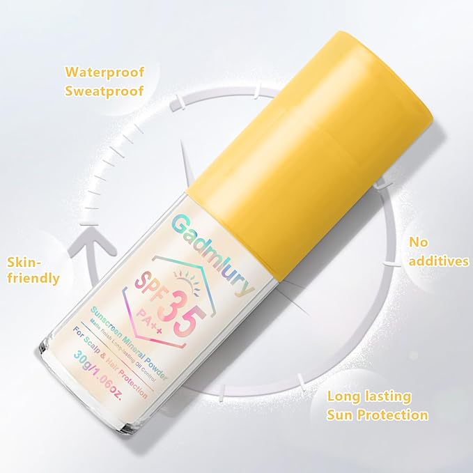 Mineral Sunscreen Powder, for Scalp & Hair, 0.71 Oz. SPF 35 PA++, Scalp Sunscreen Spray Powder with Broad Spectrum UV Protection, Lightweight, Easy to Apply, No-Greasy, Cruelty-Free (1PC)
