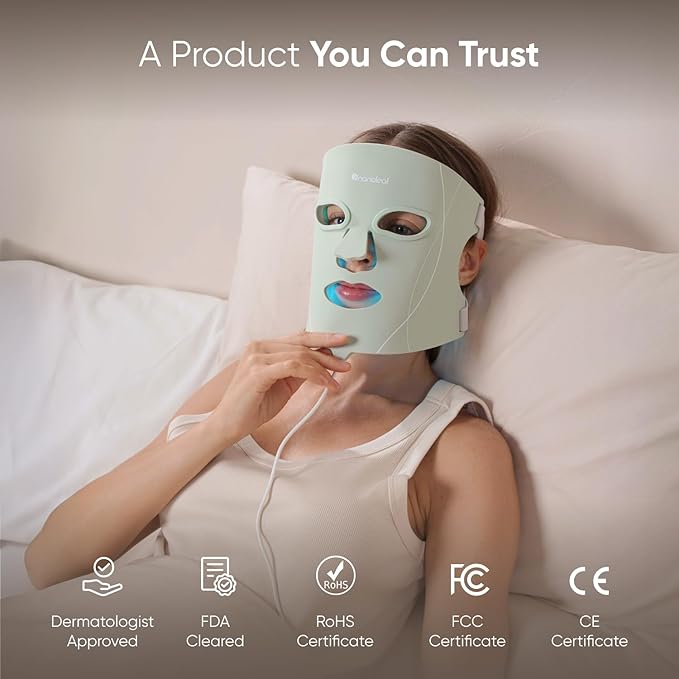 Nanoleaf FDA-Cleared LED Face Mask with 7 Light Therapy Modes - Professional Red, Blue & NIR Light Treatment Device for Wrinkles, Acne & Skin Rejuvenation - 432 LEDs, Rechargeable