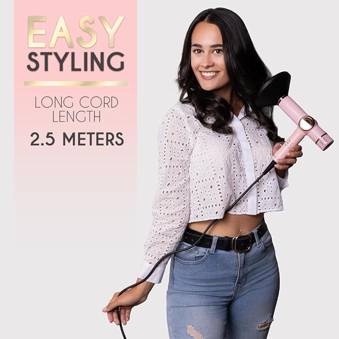 ELLA BELLA® Professional Ionic Hair Dryer with Diffuser • Negative Ion Blow Dryer • Suitable All Hair Types • Intelligent Heat Control & Rapid Drying Speeds • Lightweight Design • Low Noise Technology