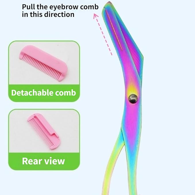 Eyebrow Razor for Women & Men, 2-in-1 Stainless Steel Eyebrow Grooming Tool & Facial Hair Trimmer, Precision Edges & Safe Painless Use, Unisex at-Home Kit, 5.04 X 2.04inch (Purple,3)