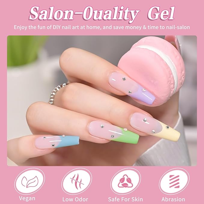 JR 9pcs 15ml Gel Nail Polish Set Macaron Color Light Red Pink Nude Gel Polish Kit UV LED Soak Off Polish Home DIY Gel Polish Set