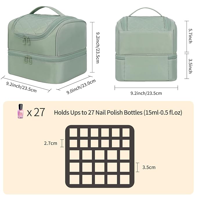 Nail Polish Organizer Case, Nail Supplies Storage Box Holds Nail Polish Bottles & Nail Lamp, Travel Nail Tech Carrying Case, Nail Kit Bag For Nail Stuff & Manicure Tools (Black, 27 Slots)