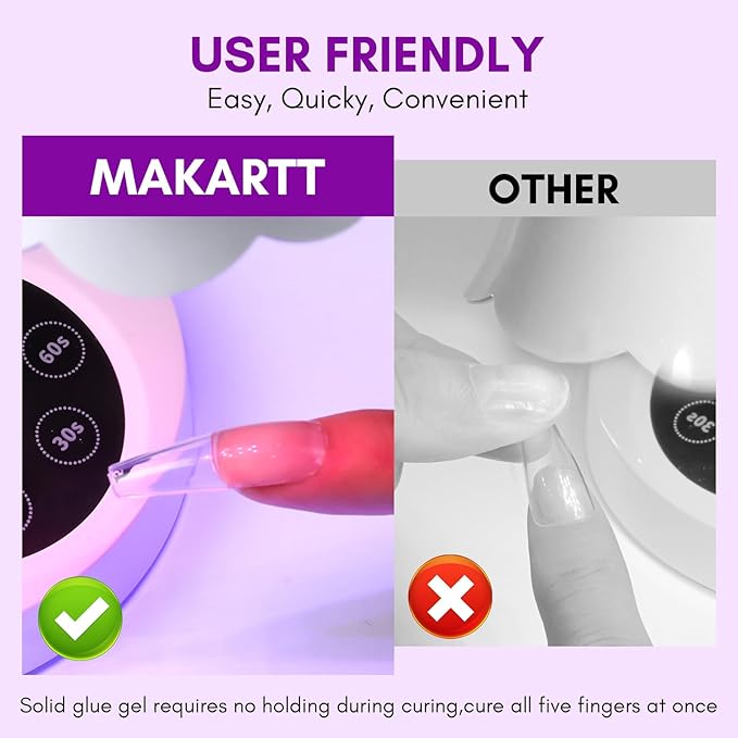 Makartt Solid Nail Glue Gel: Extra Strong Gel Nail Glue for Press On Nails & Fake Tips Long-Lasting Strong Adhesion Nails Glue for Acrylic Nails Clear 3D Gels for Nail Art Home Salon UV Light Cured
