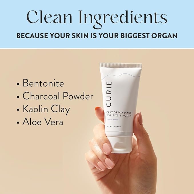 Curie Natural Deodorant for Women - Coconut Nectar and Armpit Detox Mask - Aluminum Free, Clean, Sustainable, Vegan Paraben Free (2pk)