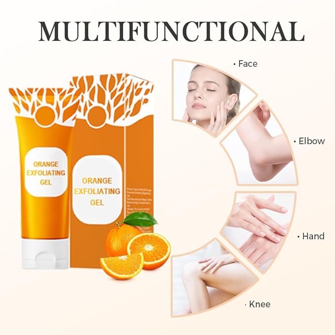 Orange Enzyme Exfoliating Gel, 2025 Upgraded Gentle Body and Face Exfoliator for Smooth Skin, Moisturizing Skin Gel for Soft Skin, Daily Skincare Treatment for Women and Men (1PCS, L)